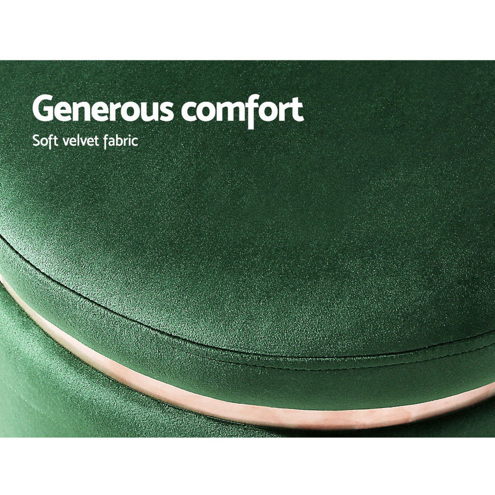 Marlena Velvet Footstool – Green – Standard