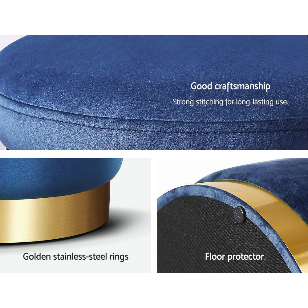 Marlena Velvet Footstool – Blue – Standard