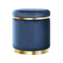 Round Velvet Foot Stool – Navy