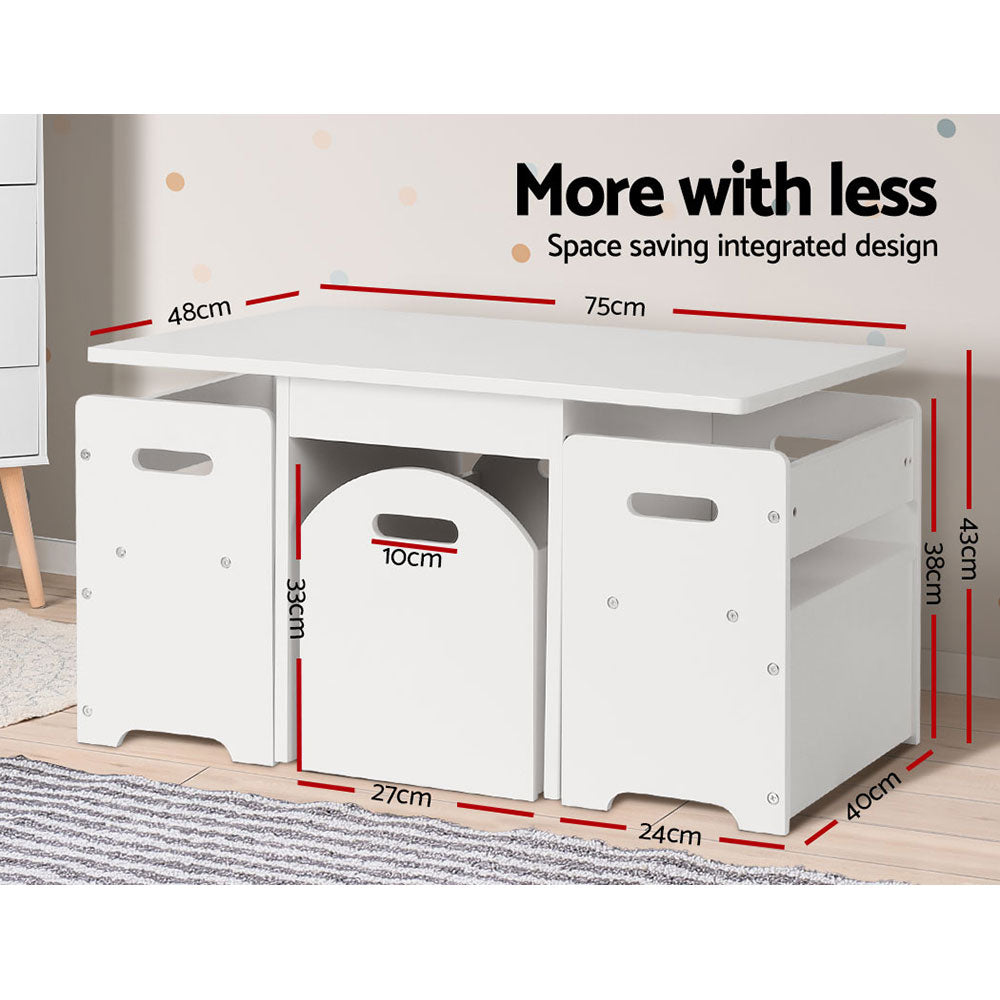 Camden Modular Kids Table and Chairs Set – White – Set of 3