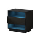 LED Bedside Table with 2 Shelves – Black