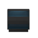 LED Bedside Table with 2 Shelves – Black