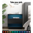 LED Bedside Table with 2 Shelves – Black
