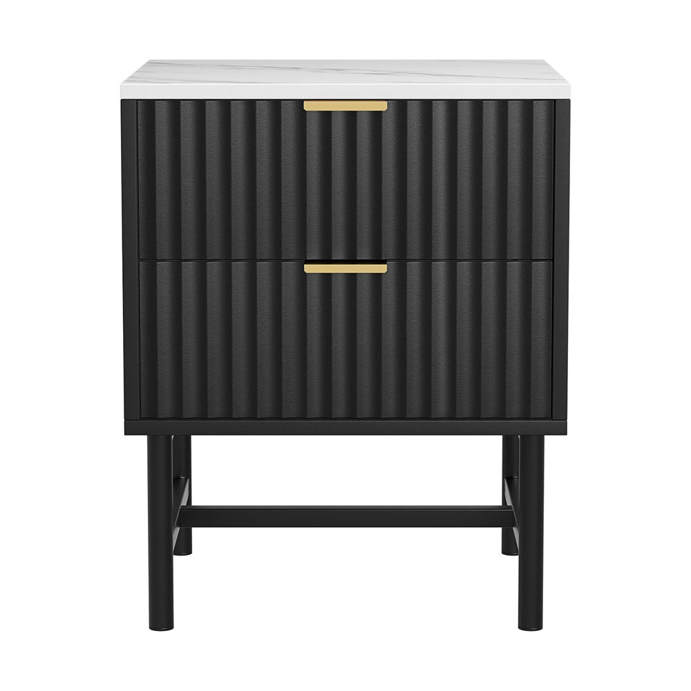 Meridian Bedside Table – Black – 2 Drawers