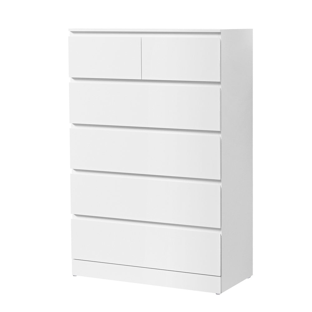 Pepe 6-Drawer Chest – White – 80 cm