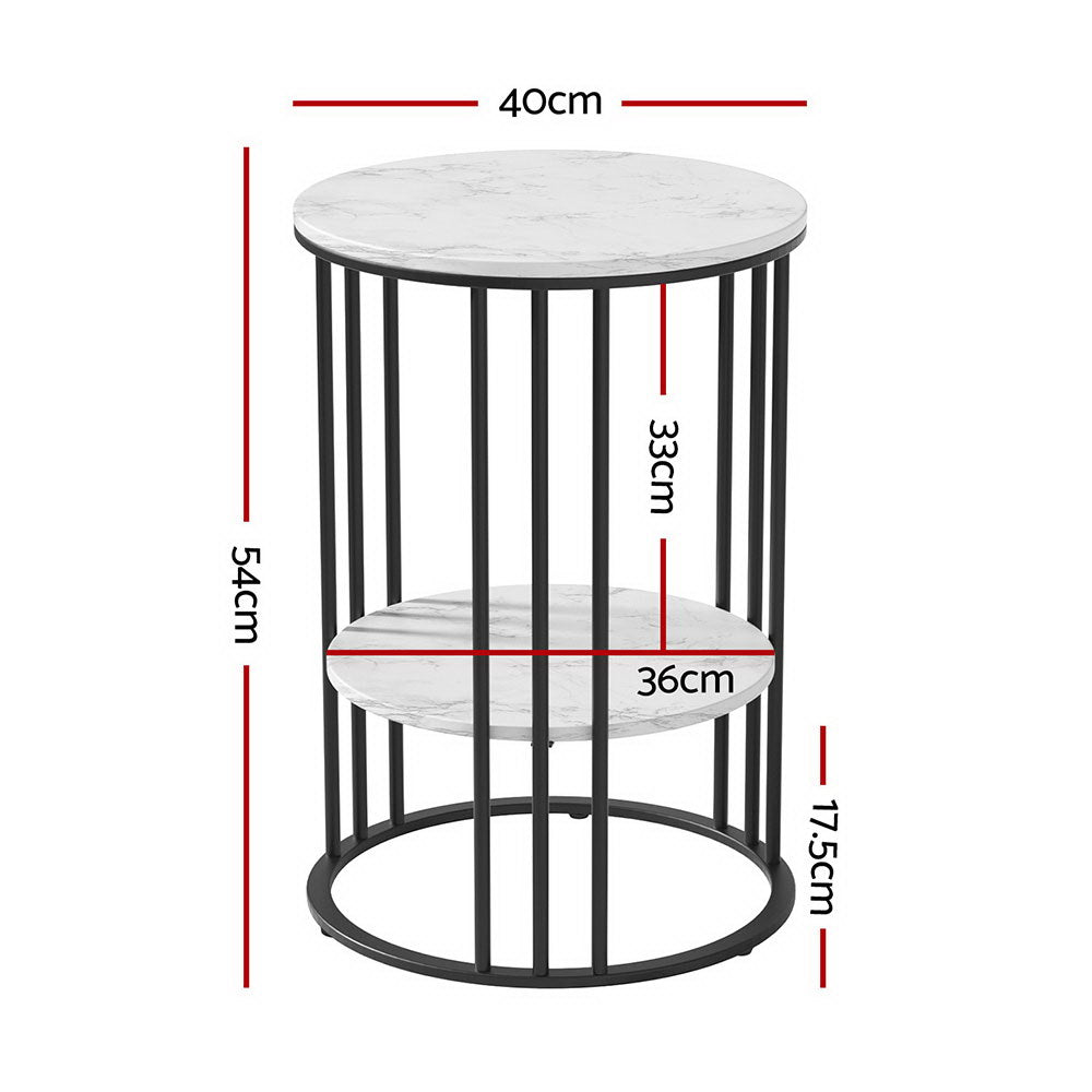 Serano Round Coffee Table – White Marble Effect – Small