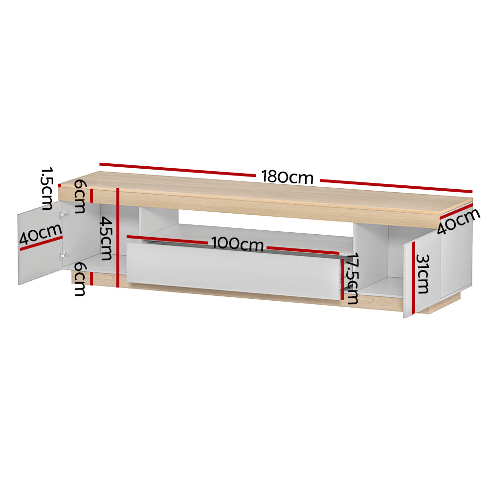 Nova TV Entertainment Unit – White & Wood – 180 cm