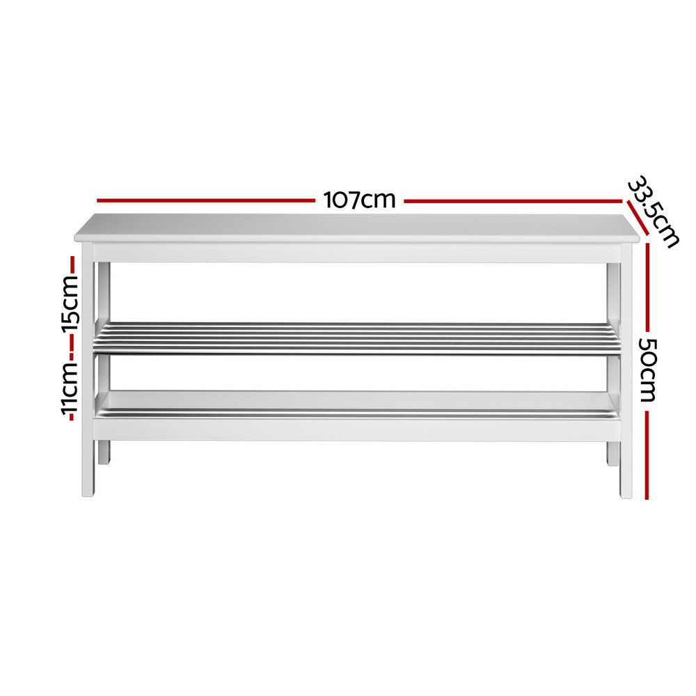 Kubota Bamboo Shoe Bench – White – 10 Pairs