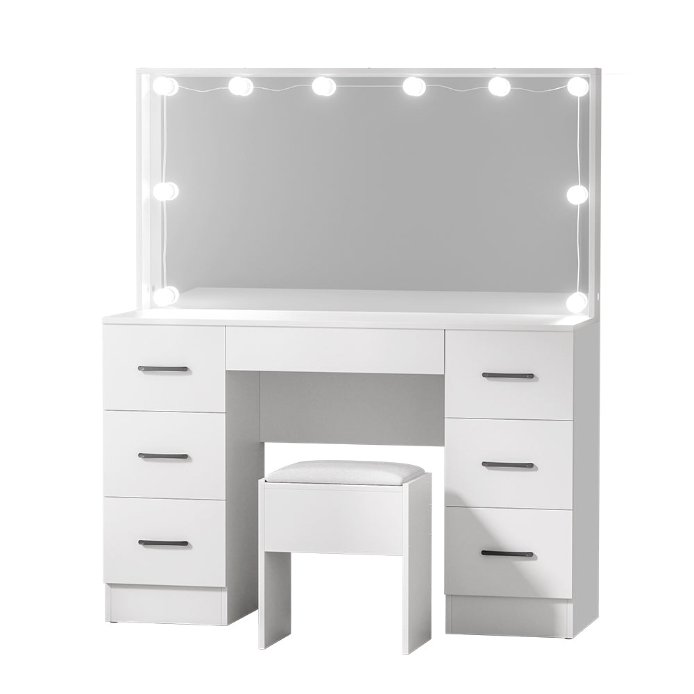 Debbie LED Dressing Table Set – White – 10 LED Bulbs
