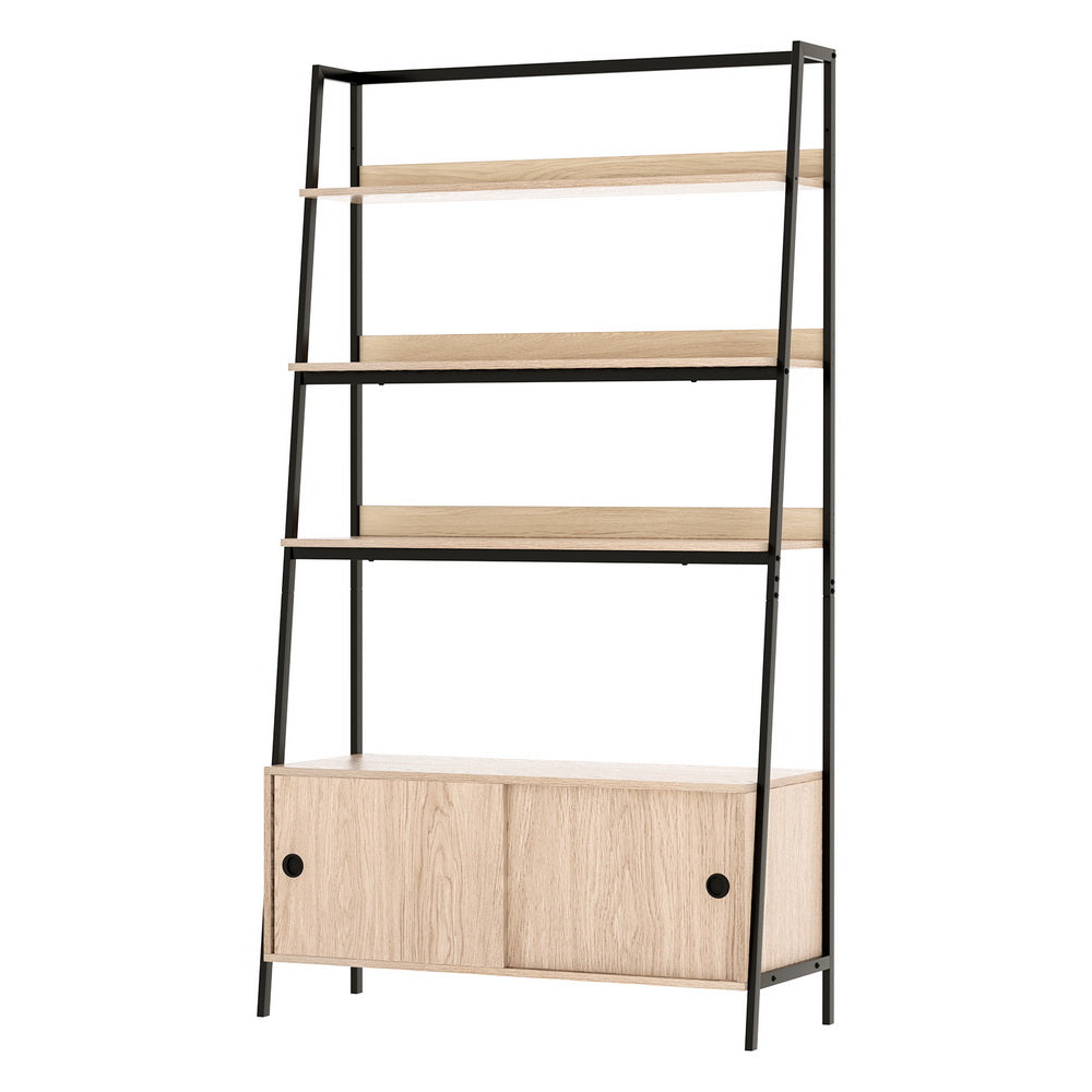 Mira 5-Tier Display Shelf with Cabinet – Oak – 180 cm