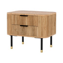 Bedside Table with 2 Drawers – Paulownia Pine Wood