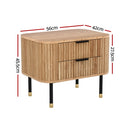 Bedside Table with 2 Drawers – Paulownia Pine Wood