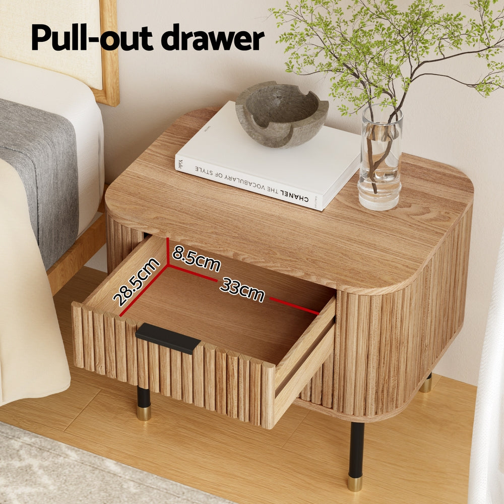 Calvino Bedside Table – Pine Wood – 2 Drawer