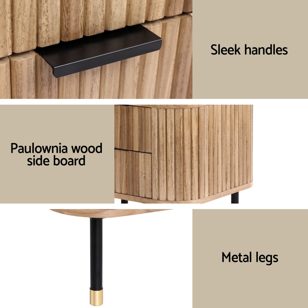 Calvino Bedside Table – Pine Wood – 2 Drawer