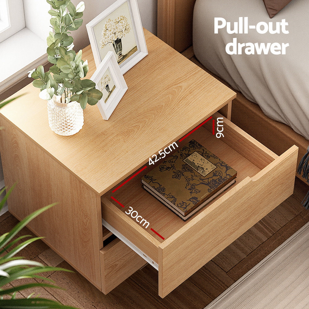 Keller Bedside Table – Pine – 2 Drawers