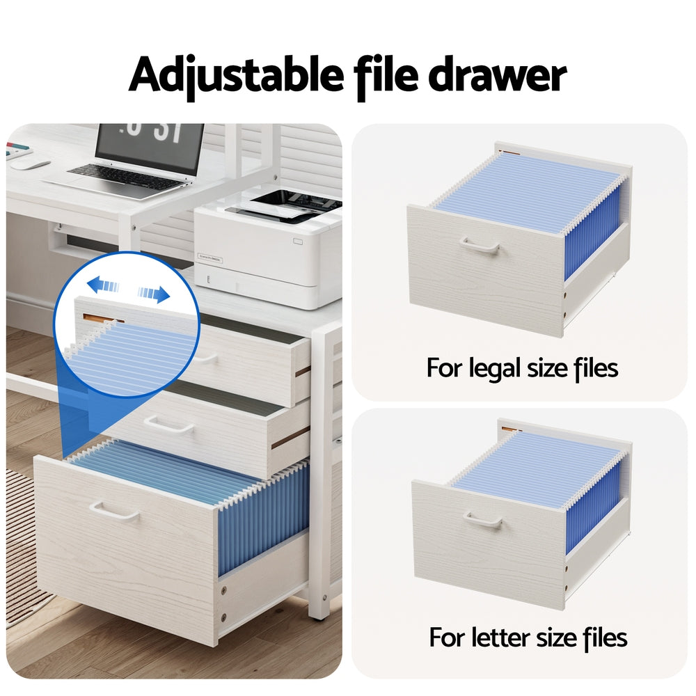 Hudson Storage Desk with Drawers – White – 160 cm