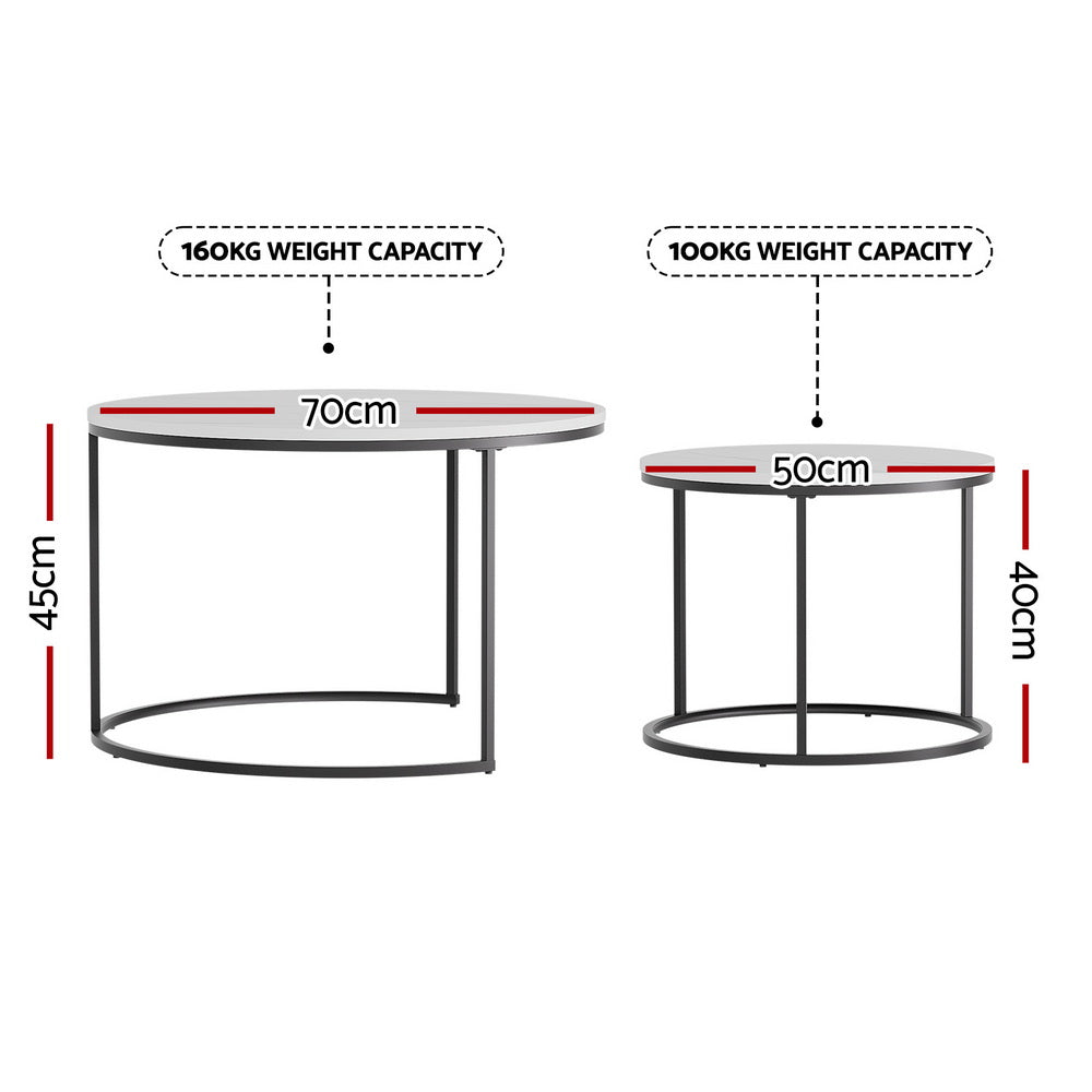 Serano Nesting Coffee Tables – Marble Effect – Set of 2