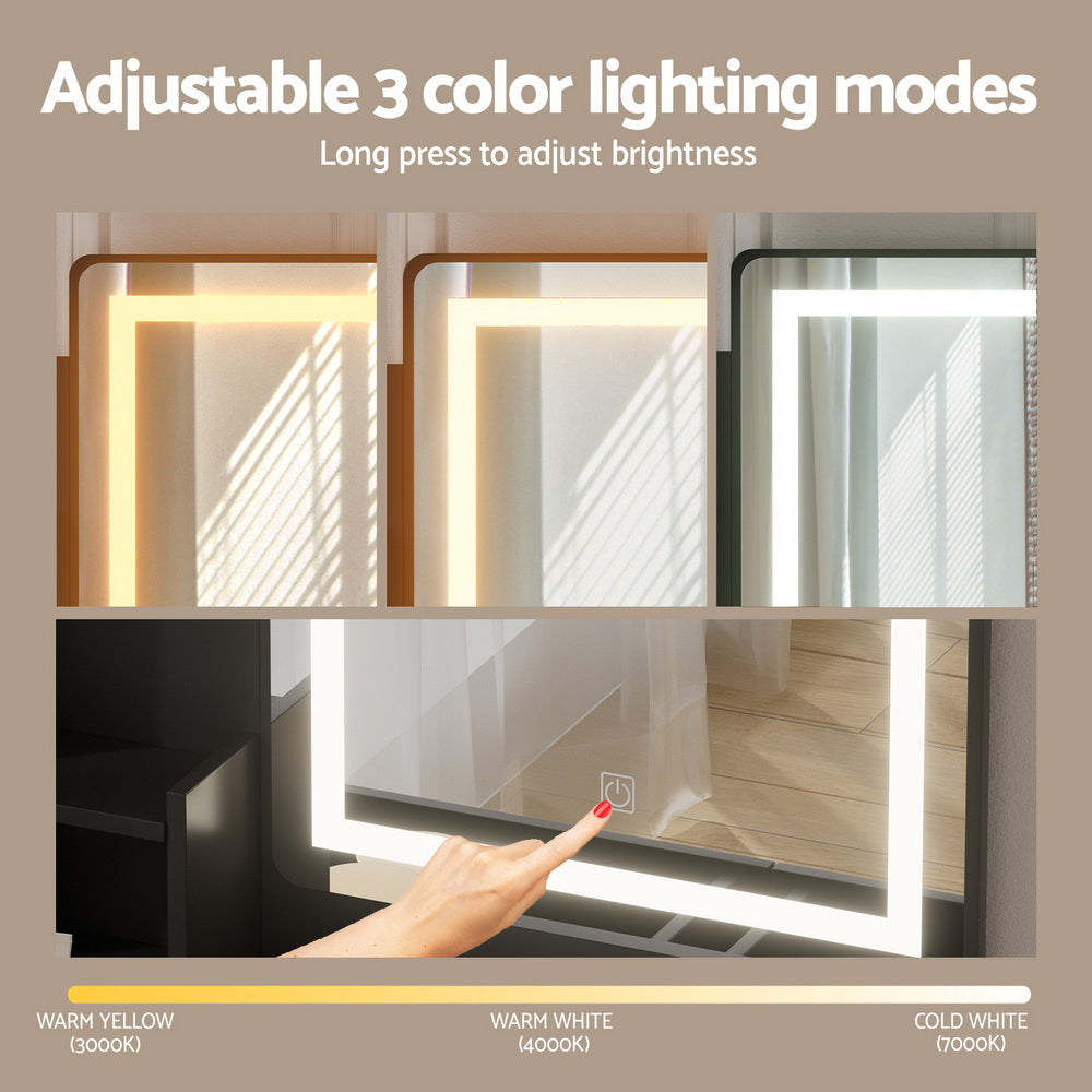 Noir LED Dressing Table Set – Black