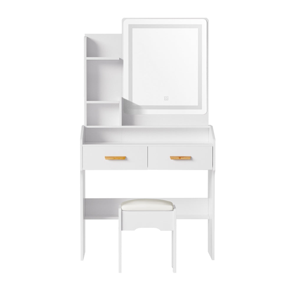 Doria LED Dressing Table with Stool – White – Standard