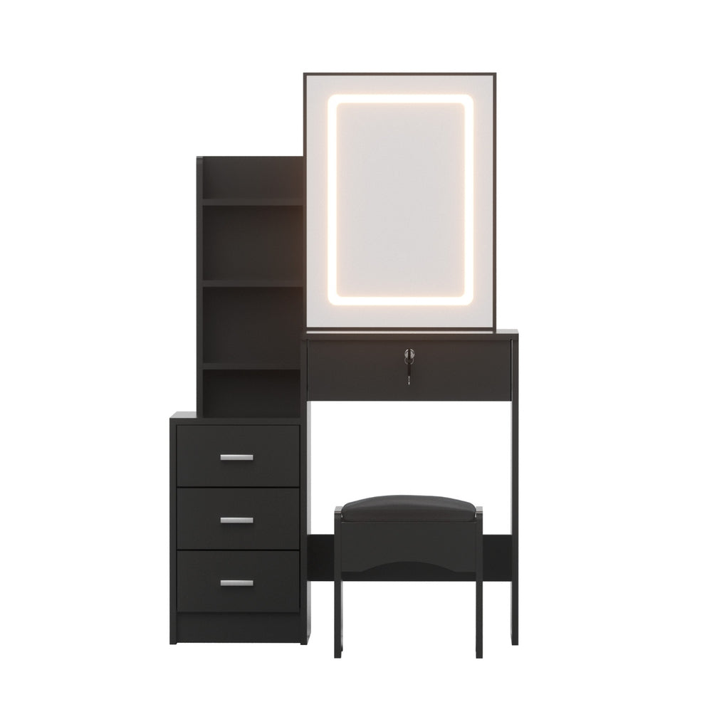 Noctis LED Dressing Table with Stool – Black