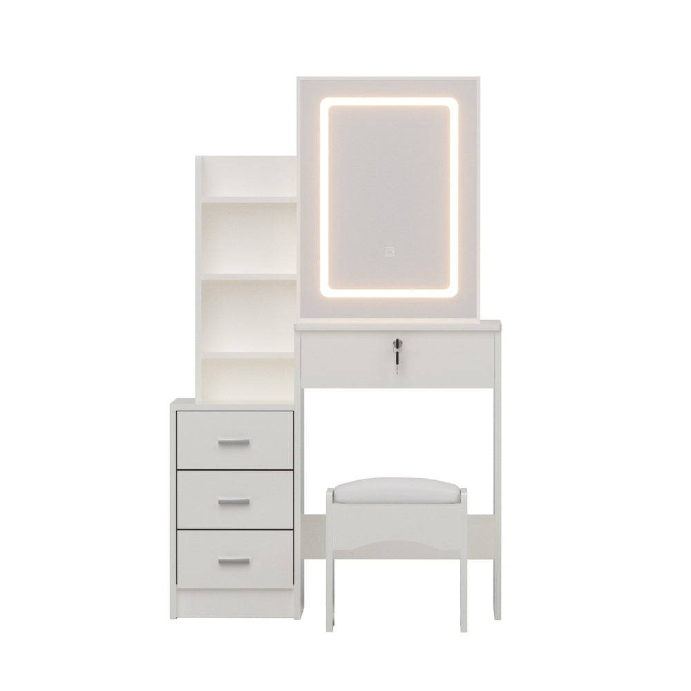 Celeste LED Dressing Table with Stool – White