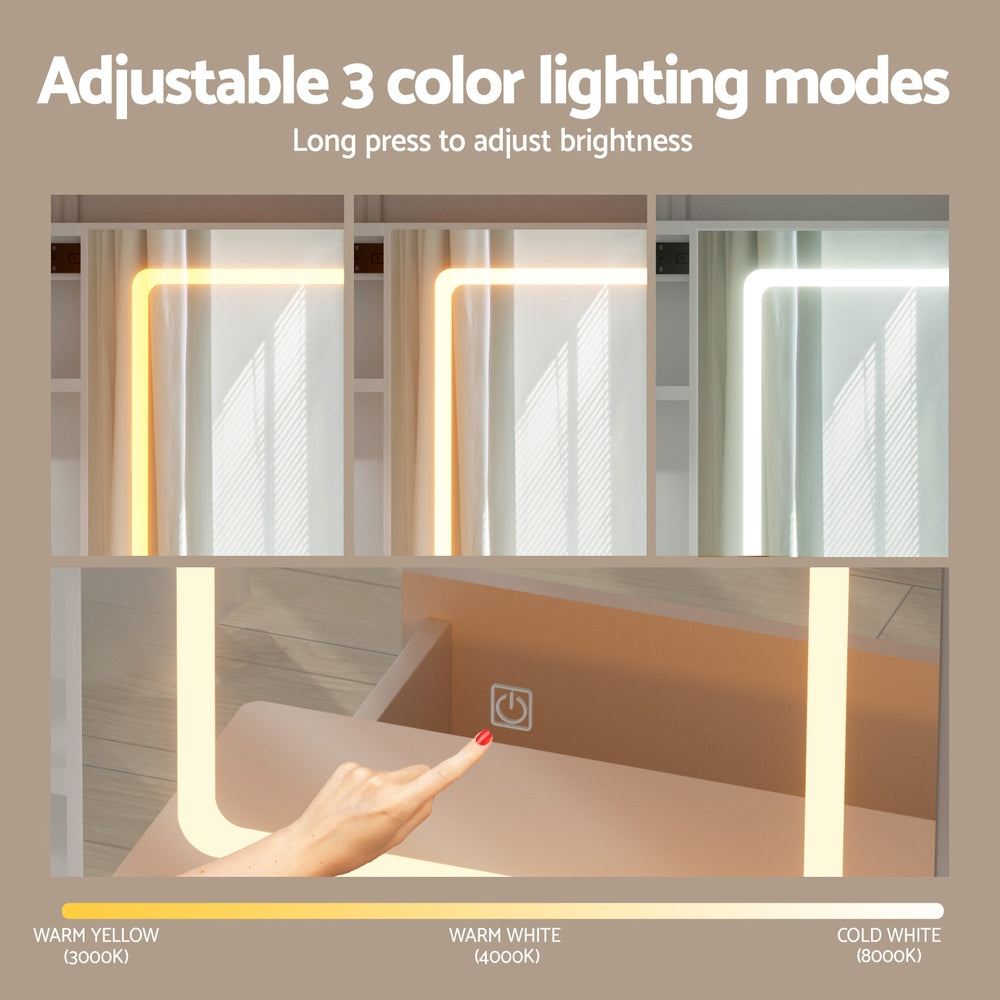 Celeste LED Dressing Table with Stool – White