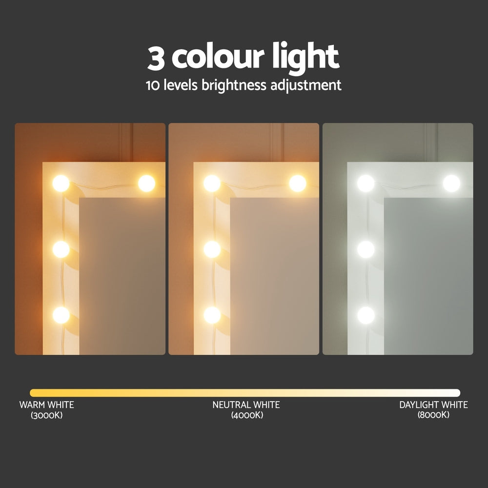 Lumina LED Dressing Table Set – White – 10 LED Bulbs