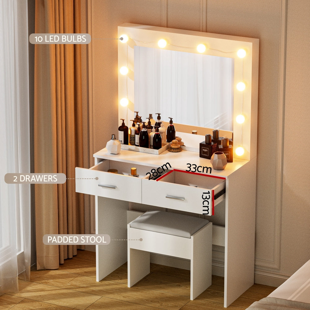 Lumina LED Dressing Table Set – White – 10 LED Bulbs