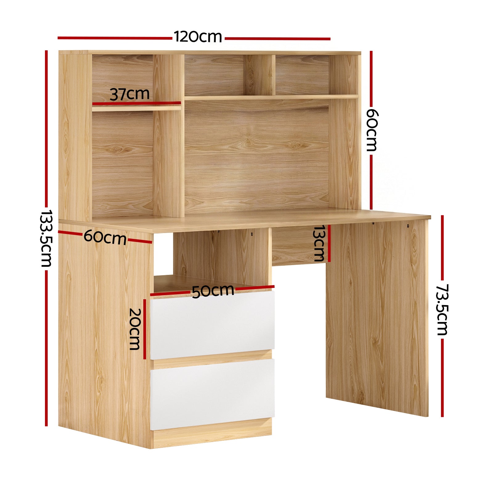 Chester Computer Desk with Bookshelf & Drawer – White