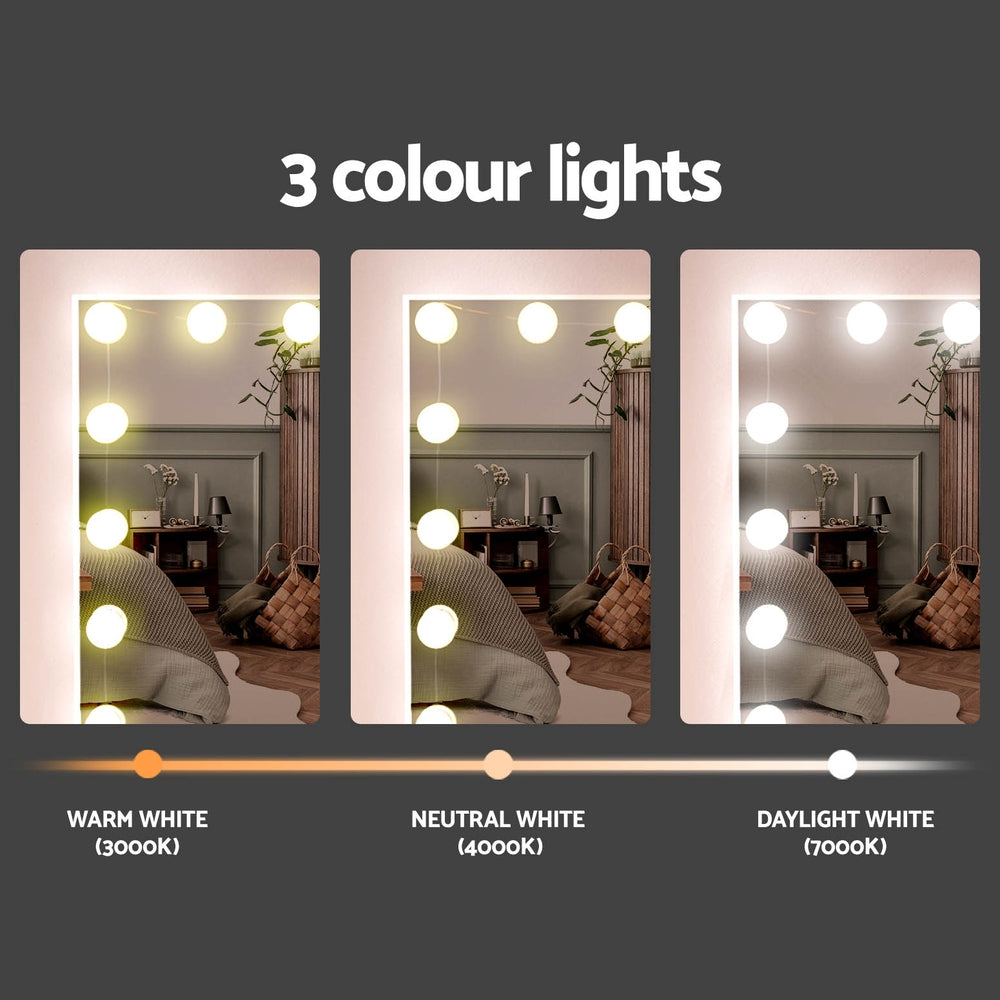 Darcy LED Dressing Table Set – White – 15 LED Bulbs