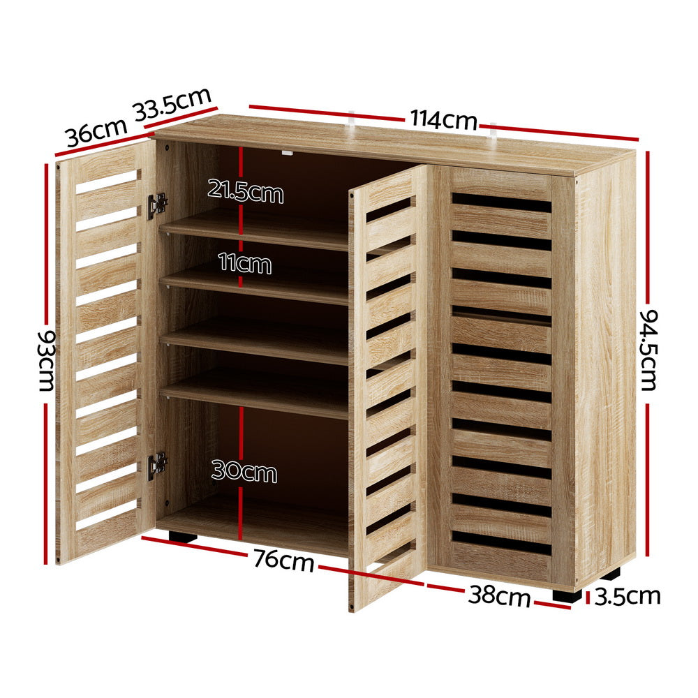 Kendrick Adjustable Shoe Cabinet – Pine – 30 Pair Storage
