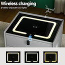Smart Bedside Table with Wireless Charging – Grey