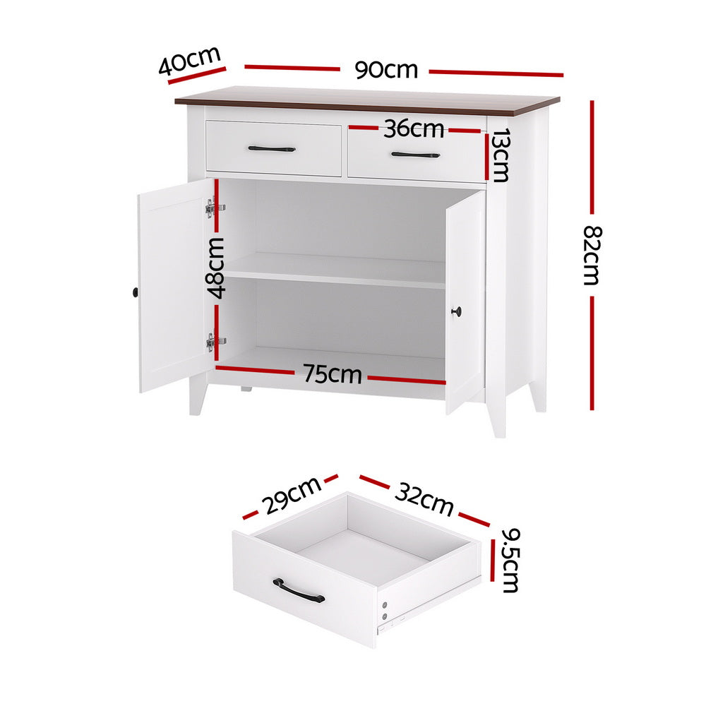 Stellan Buffet Sideboard – White – 90 cm