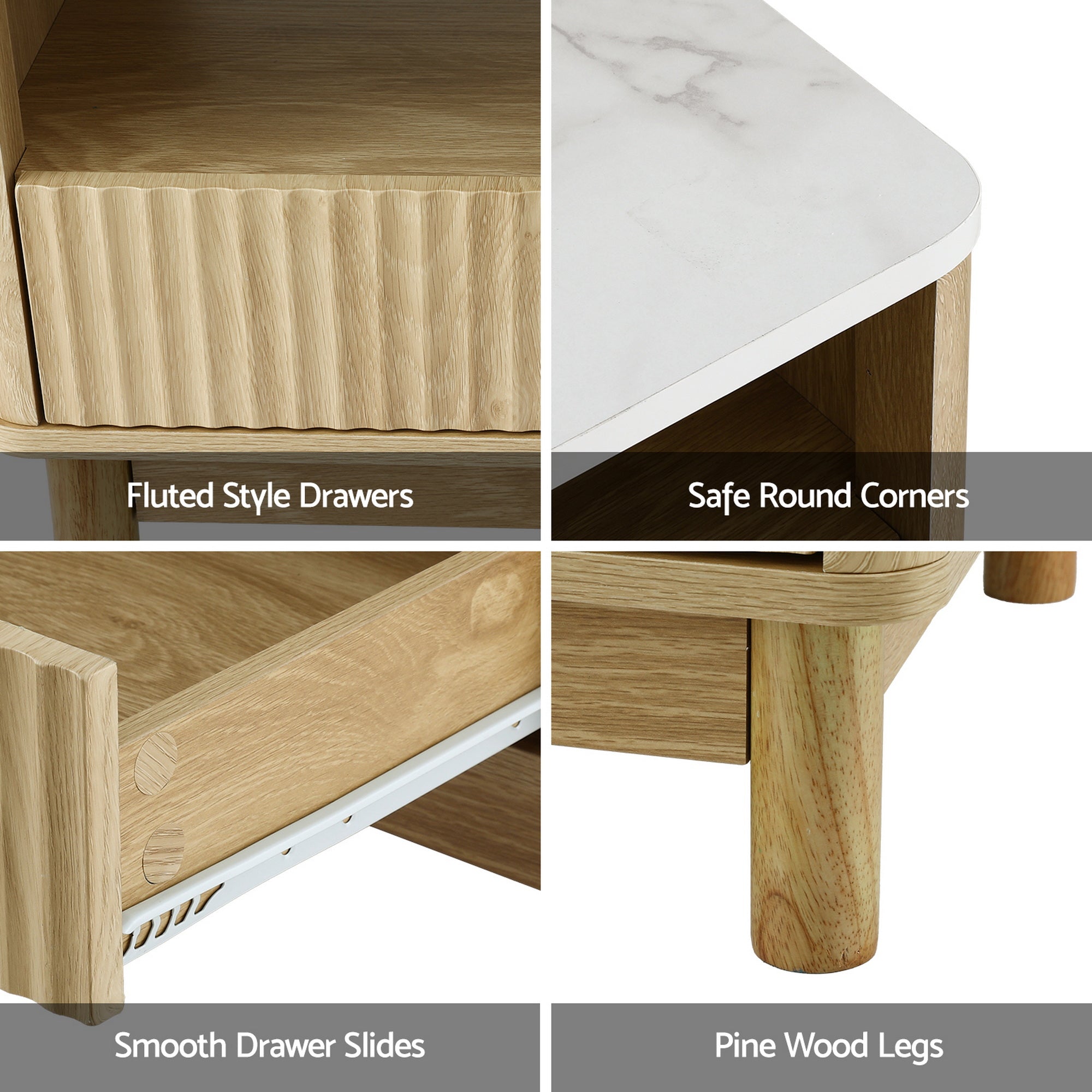 Linden TV Unit & Coffee Table Set – Pine – Set of 2