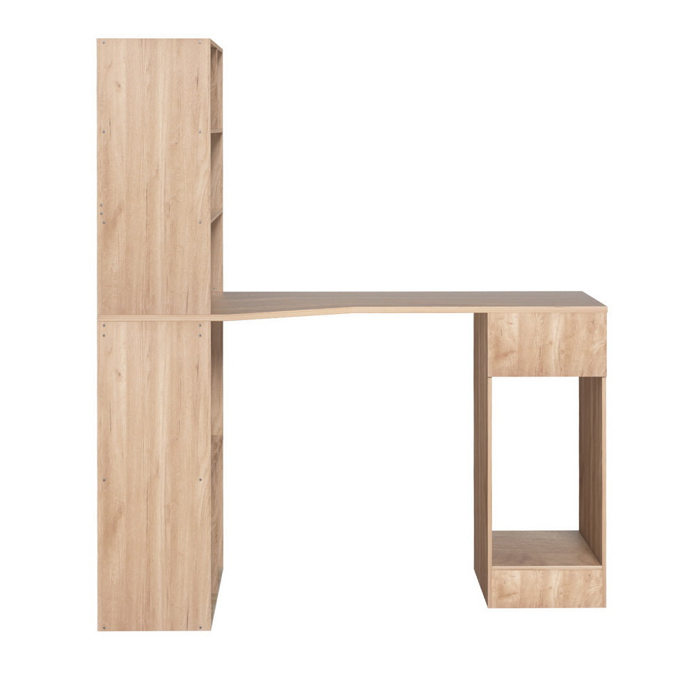 Alderon Computer Desk with Bookshelf – Oak – 120 cm
