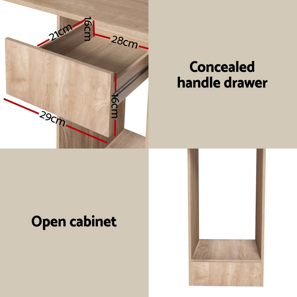 Alderon Computer Desk with Bookshelf – Oak – 120 cm