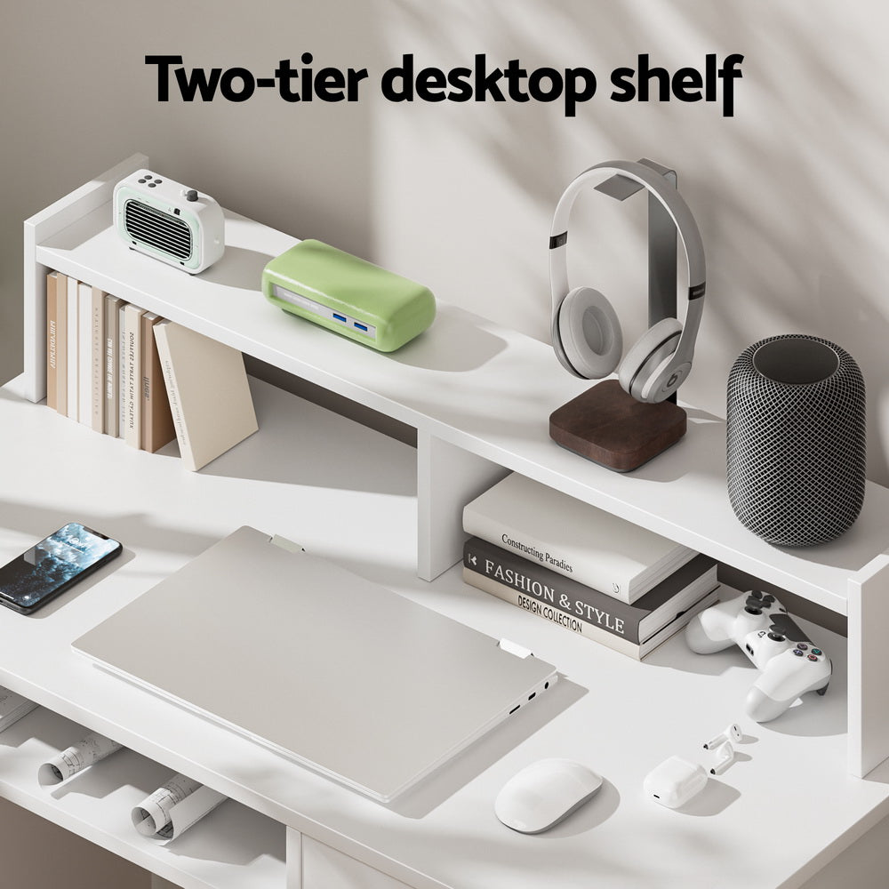 Juni Computer Desk with Storage – White – 100cm