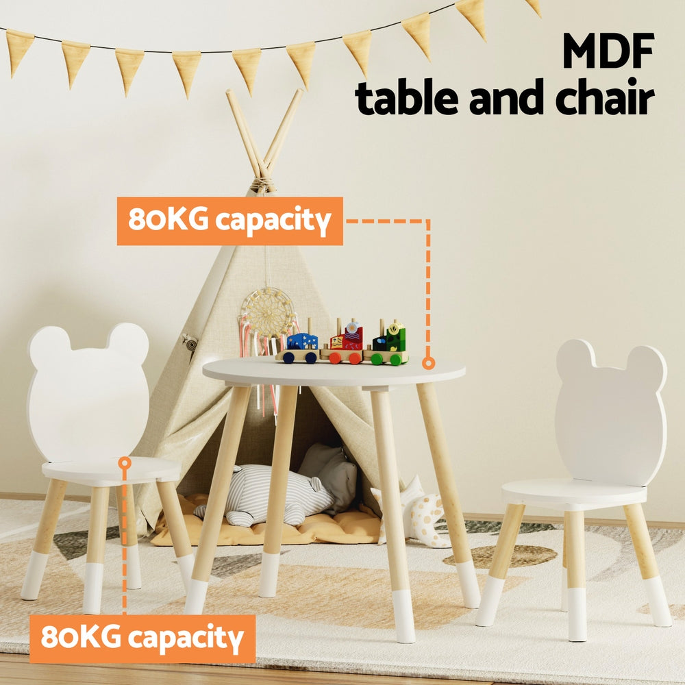 Cove Kids Table and Chairs Set – White – 3 Piece