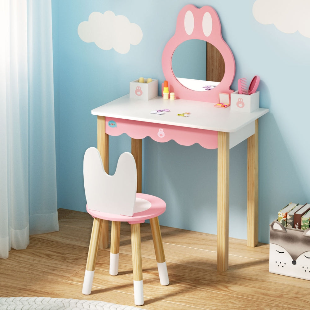 Atlas 1 Set of Kids Dressing Table Wooden Bunny Pink