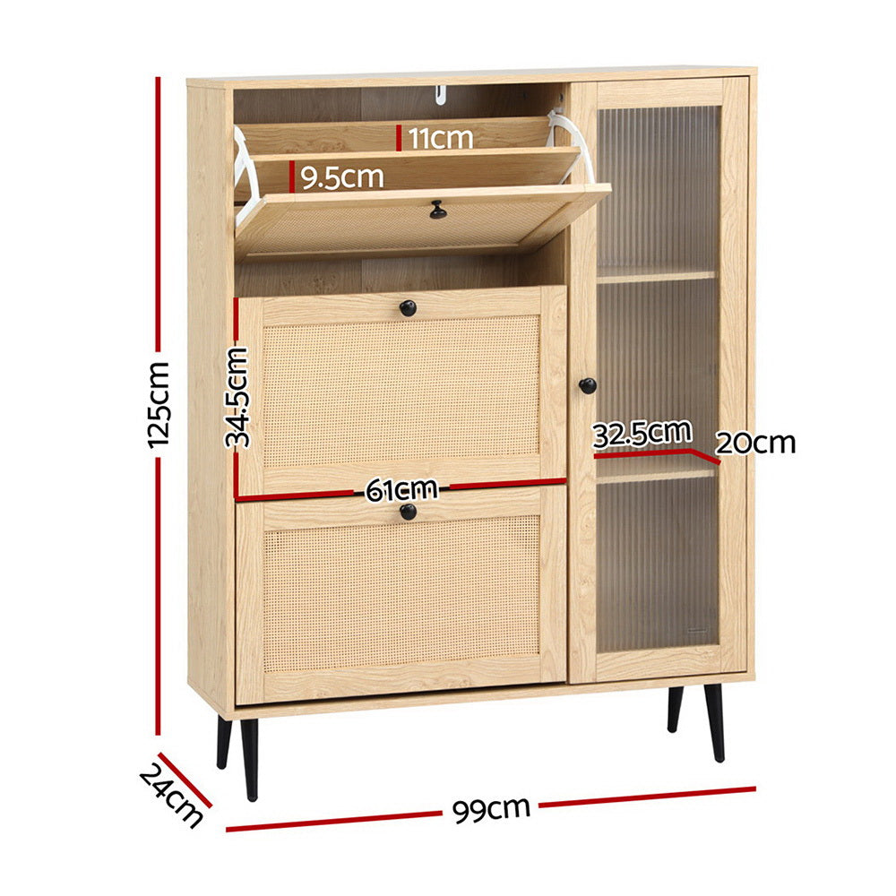 Nara 3-Drawer Shoe Cabinet – Pine – 12 Pairs