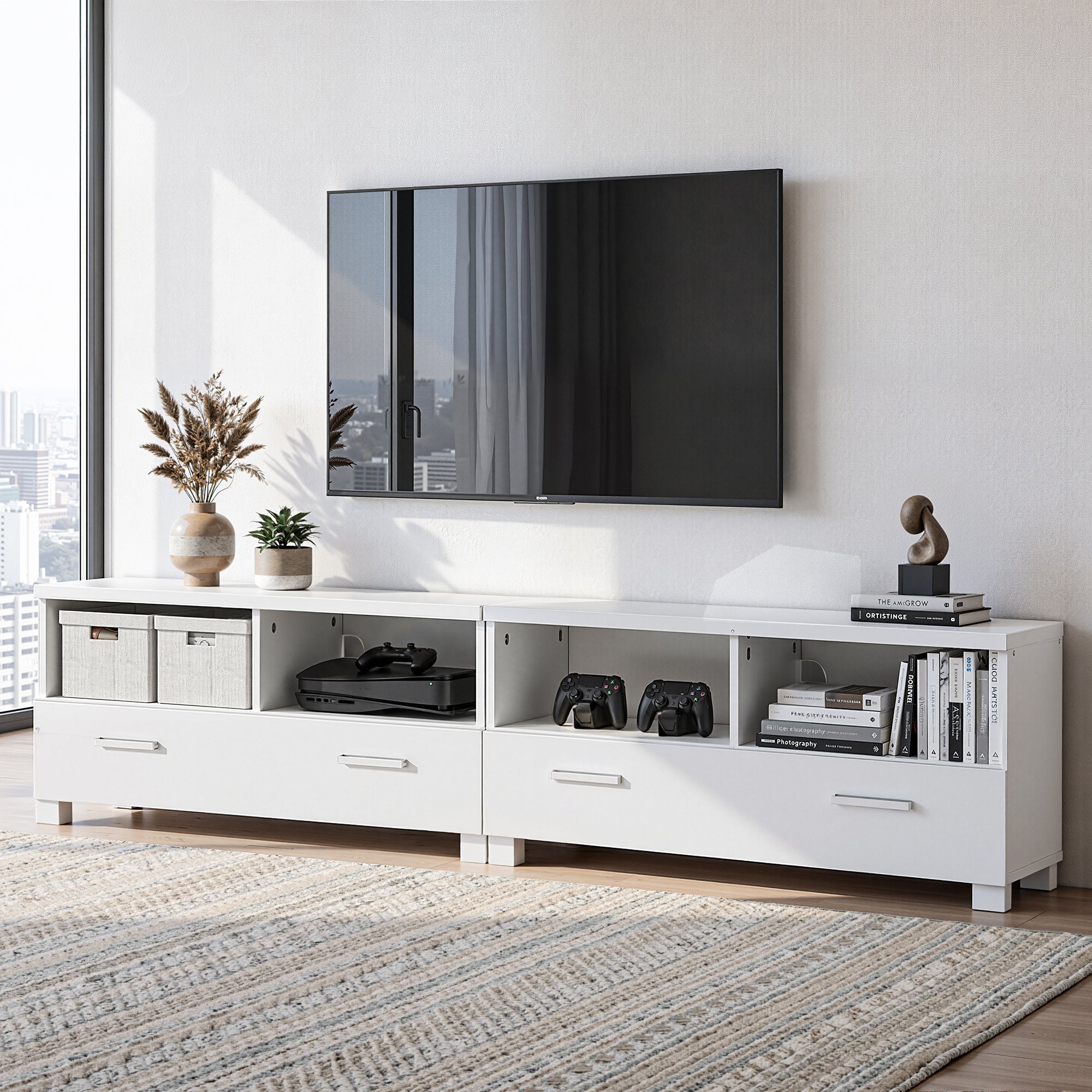 Nova TV Cabinet Entertainment Unit 180cm White Eddie