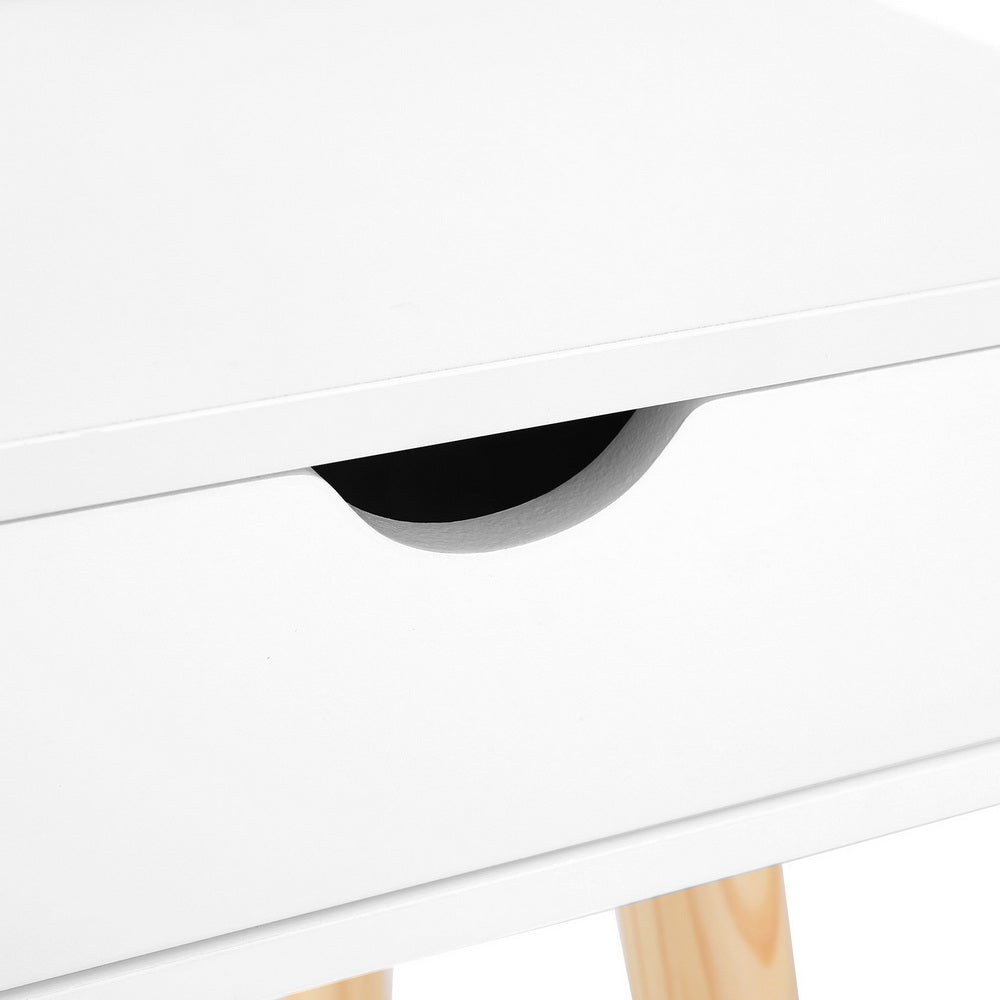 Nara Kids Dressing Table Set – White – Wooden Legs