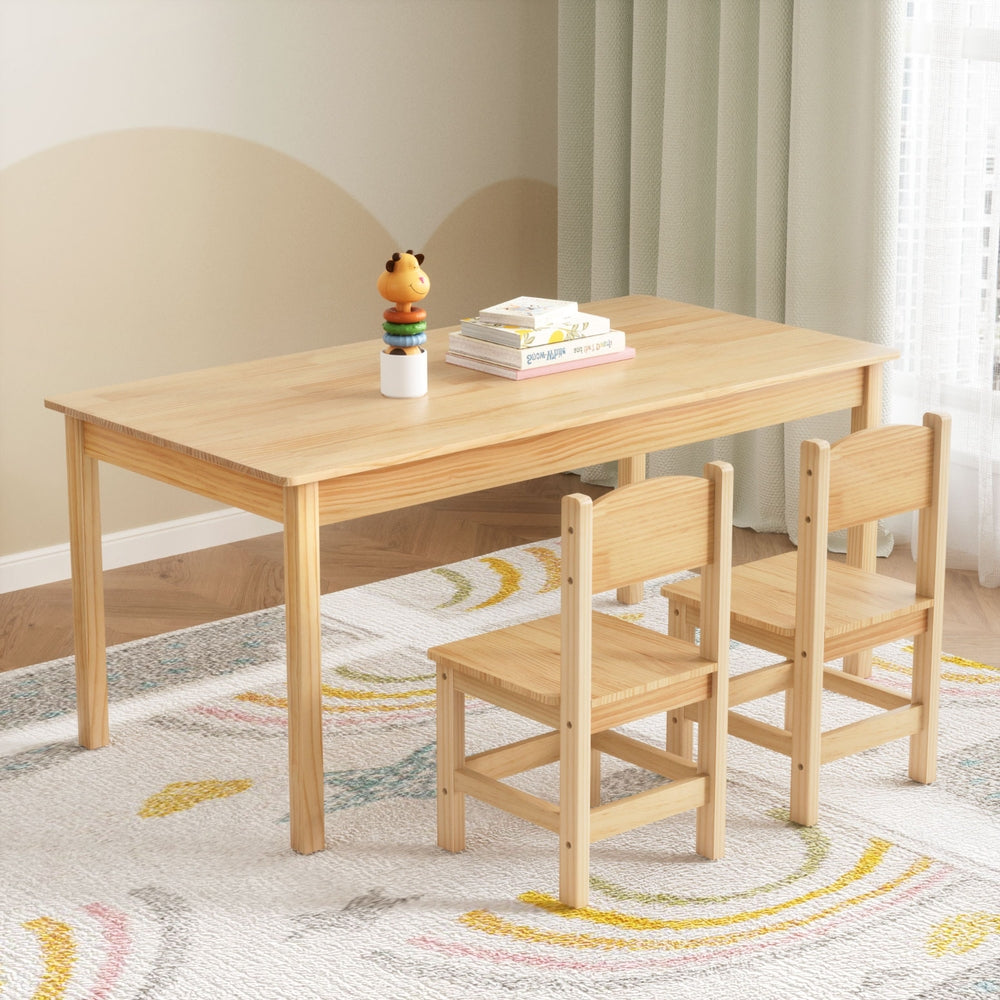 Atlas 1 Kids Table and 2 Chairs Set Pinewood