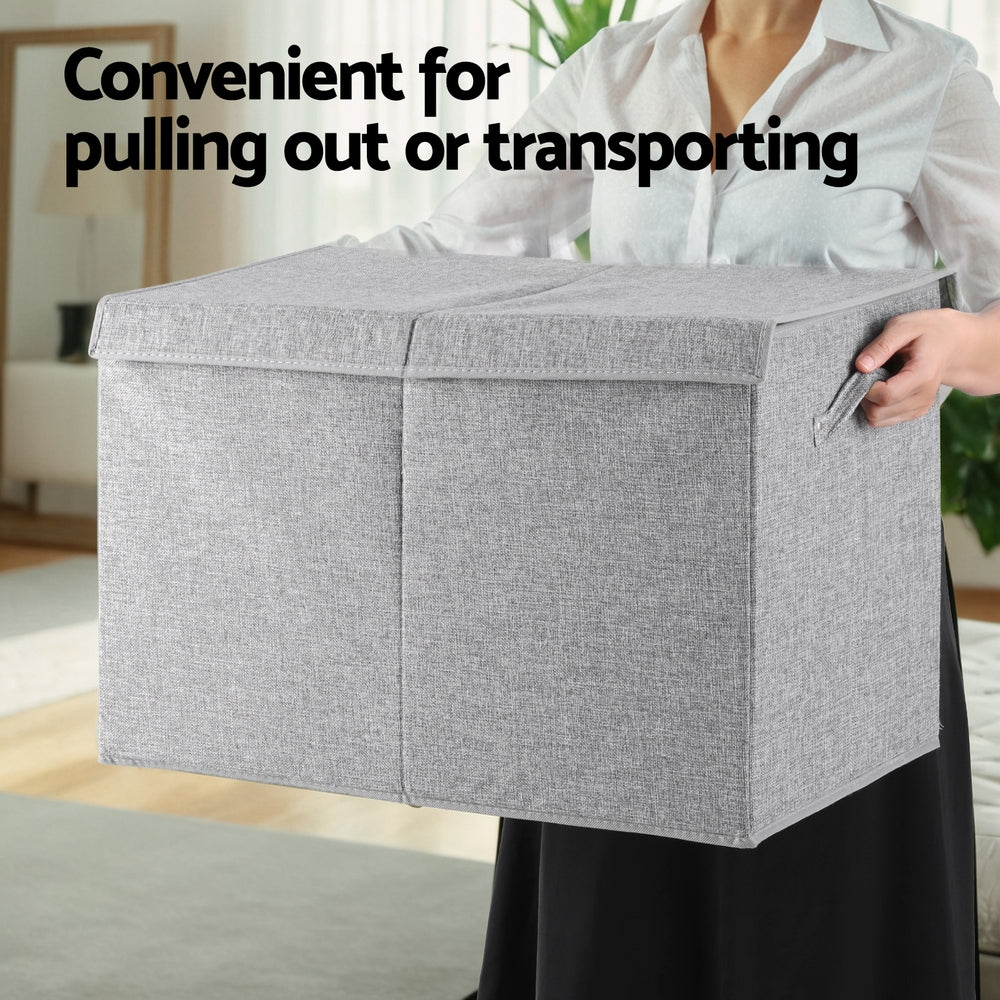 Keezi Foldable Toy Storage Box – Grey – Large