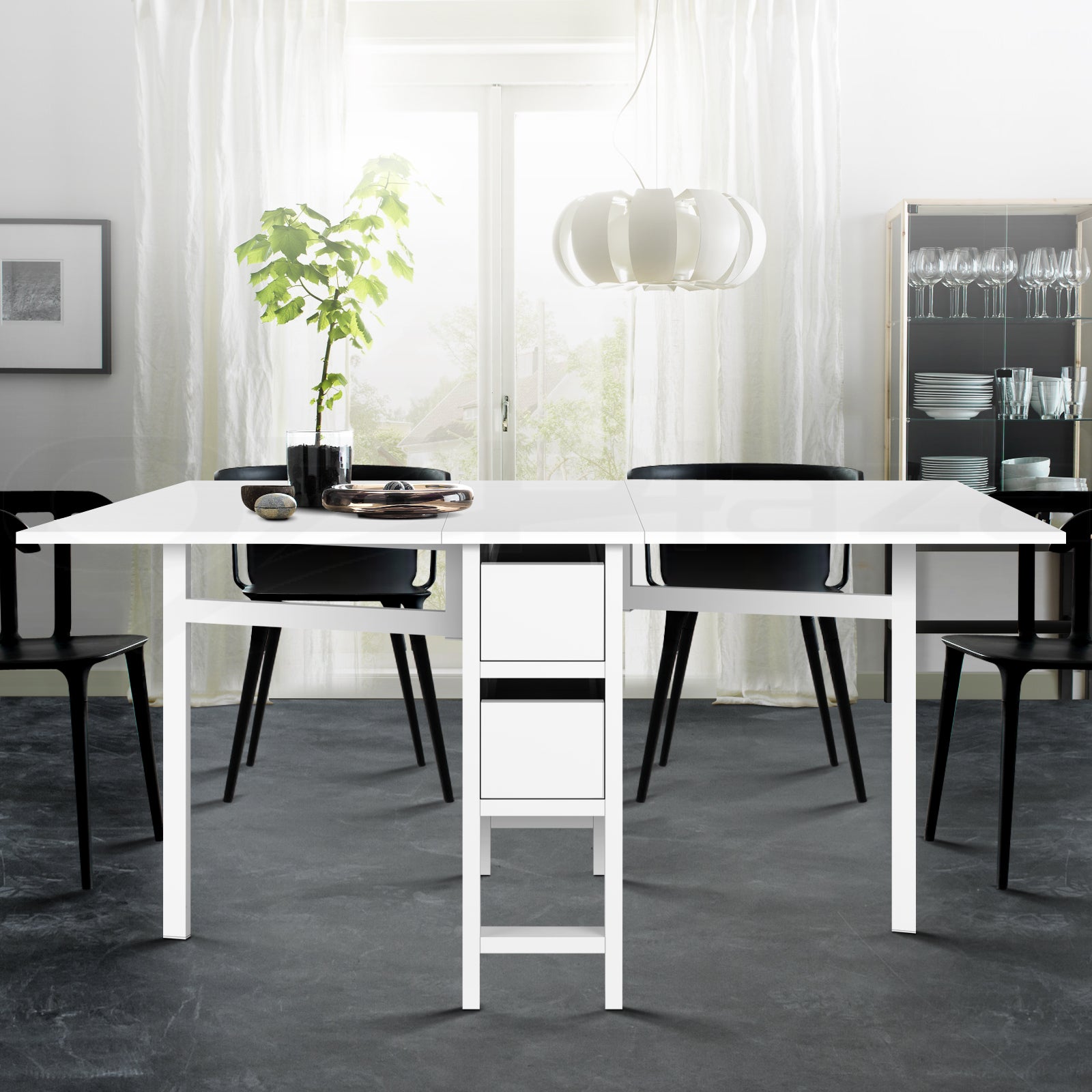 Fletcher Extendable Dining Table – White – 80 cm