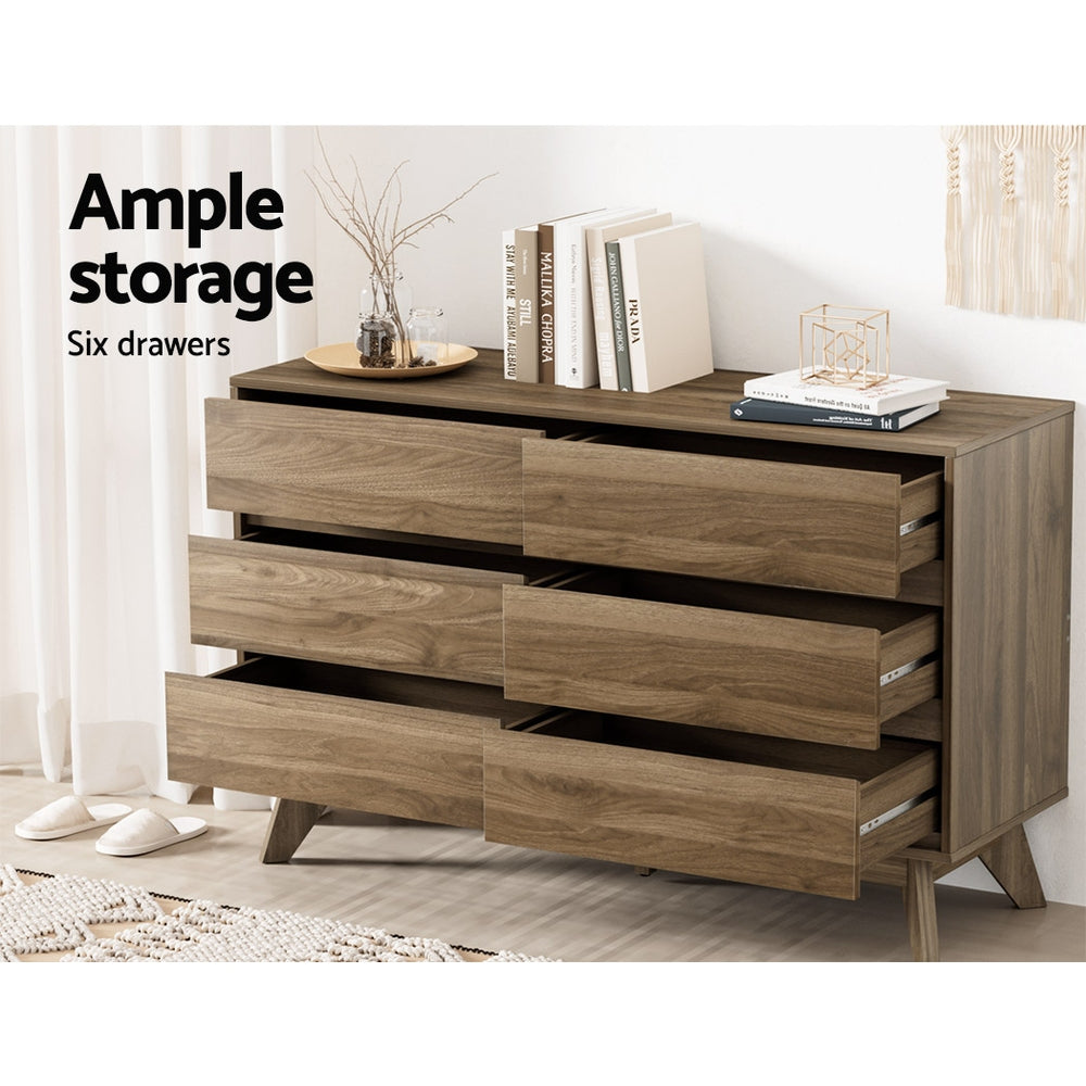 Cove 6 Drawer Lowboy – Walnut – 120 cm