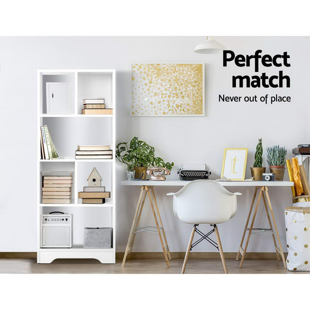 Evora Display Bookshelf – White – 6 Tier