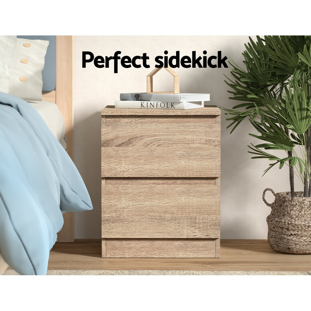 Kenton 2-Drawer Bedside Table – Oak