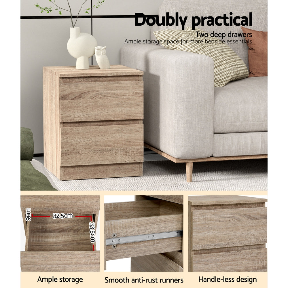 Kenton 2-Drawer Bedside Table – Oak