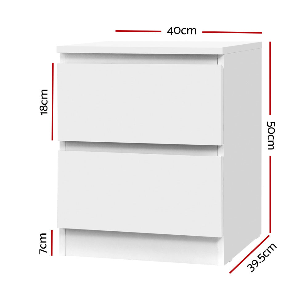 Pepe Bedside Table – White – 2 Drawers